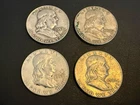 $2.00 Face Value All 90% Silver 4 Franklin Half Dollar Lot 1957-1963
