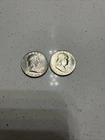 2 UNCIRCULATED 1948-D FRANKLIN SILVER HALF DOLLARS