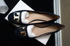 New Tory Burch Gigi Suede Pump Tory Navy Gold Logo Low Heel Shoes Womens 7.5 — photo 10
