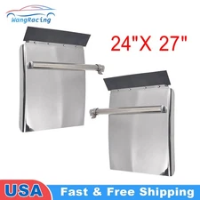 Pair 24"x 27" Stainless Steel Quarter Fender Set for Semi Truck Kenworth Volvo