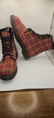 Dr Martens 1460 Vintage Tartan Plaid Boots UK 7 Made In England Rare Textile
