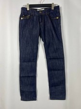 JUST CAVALLI Women's Embroidered Denim Blue Regular Straight Jeans Size 29
