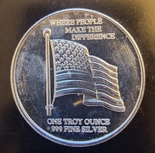 United States Where People Make The Difference- 0.999 Silver 1 Oz Art Coin Round 104.99 per troy oz