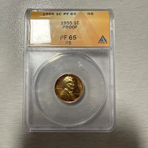 1955 TONED Lincoln Cent Proof PF 67 RB CAMEO PR65  Toning Coin 1C