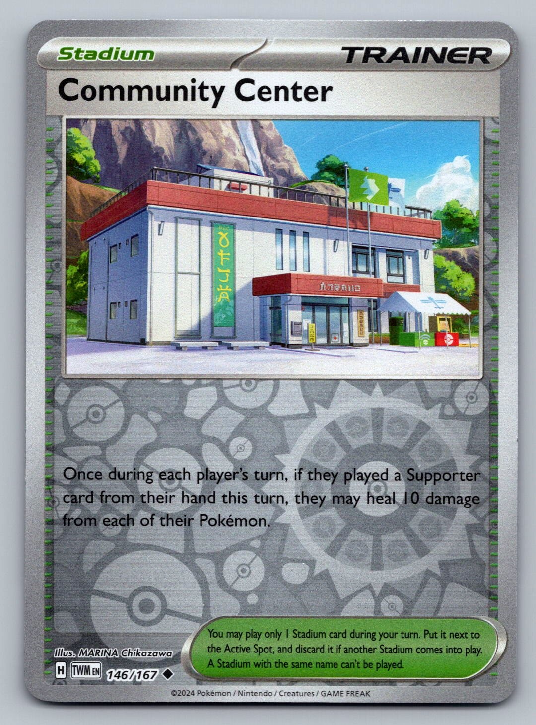 Pokemon TCG SV06: Twilight Masquerade Community Center 146/167 Reverse Holo