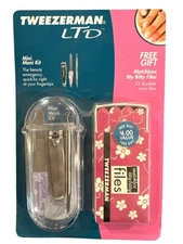 Tweezerman LTD Nail clipper Nuticle Pusher Emery Board Set + Free Gift Files 1a