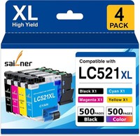4 x Compatible LC521 Inks for BROTHER DCP-J1260W J1310DW J1313DW J1360DW J1460DW