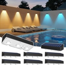 Solar Fence Lights Outdoorsolar Wall Lights Warmcool White Rgb Color 8pack