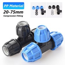 PP Compression Fitting Tee Reducer MDPE Water Pipe Connector Coupling ID 20-75mm