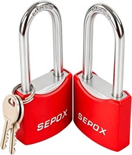2-Pack Heavy Duty Outdoor Padlocks, Keyed Alike 1-9/16" Solid Steel Body, 1...