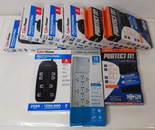 Lot of (9) Power Strip Outlet Surge Protectors CyberPower/TrippLite/Belkin - New