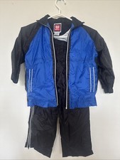 VTG 90 s Wilson Track Suit 2-Piece Windbreaker Zip up Size Small Kids Blue Retro