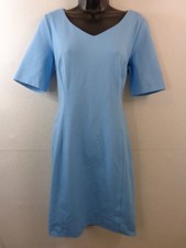 Talbots Dress Women's 4 Blue Short Sleeve V Neck Shift Career