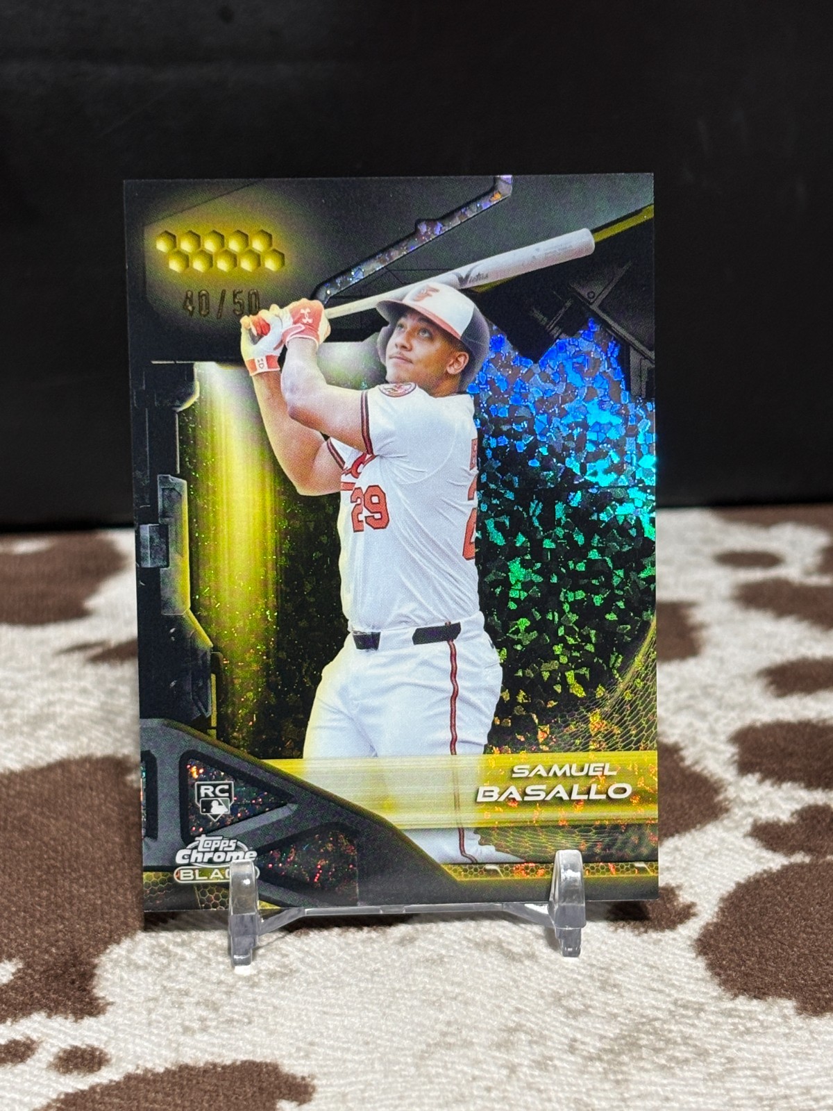 2026 Topps Chrome Black #41 Samuel Basallo Gold Mini Diamond Refractor 40/50