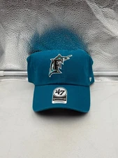 Miami Marlins MLB '47 Brand Throwback Teal Clean Up Adjustable Strapback Hat