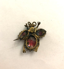 Broche Rétro Ronde Noir Et Strass Bleu Aigue-marine - Réf. 4755