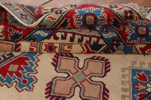Geometric Tribal Style Kazak Hand-Knotted Bedroom Sized Rug 5x8 ft - Picture 18 of 22