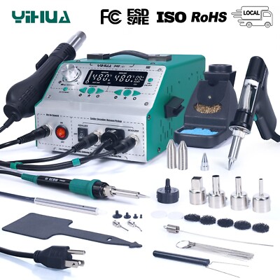 YIHUA 948-II 4-in-1 Digital Soldering & Deosldering Rework Station Complete Kit