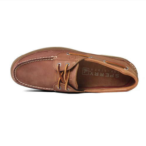 NIB Sperry Top-Sider Men's Sz 8 Charter Boat Deck Shoe Dark Tan Brown 2-Eye $125 - Picture 5 of 7