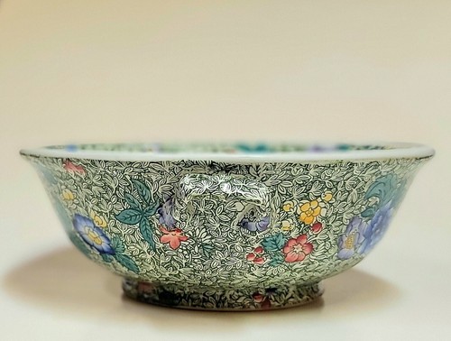 Spode Copeland Green Chintz King's Pattern Handled 8 inch Bowl w/Pierced Lid - Bild 3 von 10