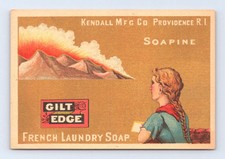 1800's Antique KENDALL SOAPINE Washing Soap VICTORIAN Trade Card / PROVIDENCE RI
