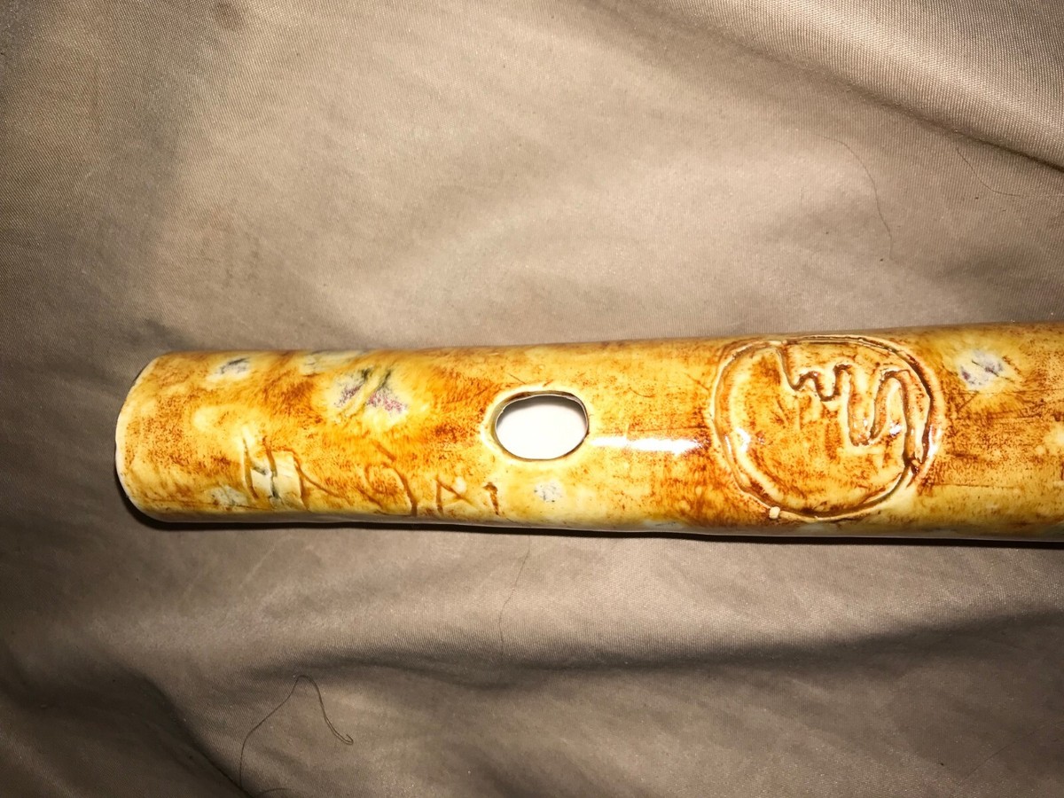 Ceramic glazed clay Flute with 7 holes. 18