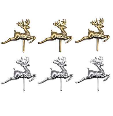 Weihnachten Cake Topper Rentier 6er Pack Metallic Yule Log Cupcake Dekoration