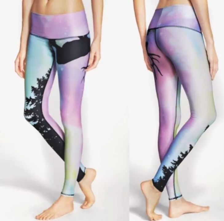 Teeki Northern Lights Hot Pant Yoga Leggings Womens size small