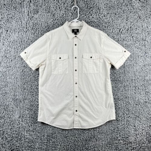 Rock & Republic micro ripstop Shirt Mens Large White modern preppy everyday