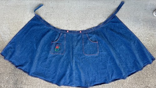 Vtg 70s Denim 1970’s Wrap Hand Painted Skirt A Line Vtg CHECK OUT THE 16 Photos - Picture 11 of 16