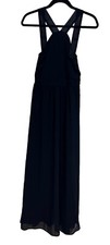 Lulus Air of Romance Bridesmaid Halter Neck Maxi Dress Black Women s Size Small