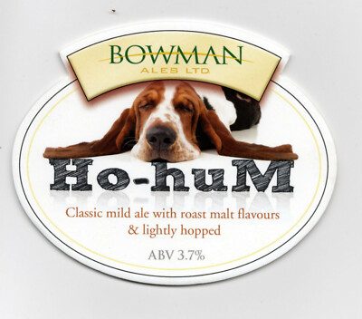 Bowman Ales Ho-Hum Mild Pump Clip Badge Special Neu unbenutzt ohne Clip Bier