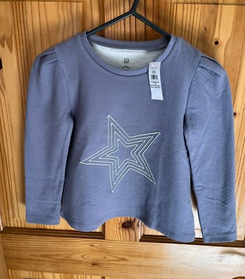 GAP 5 Jahre Mädchen Puffärmel Stern Grau Lila Langarm T-Shirt 2026 Neu