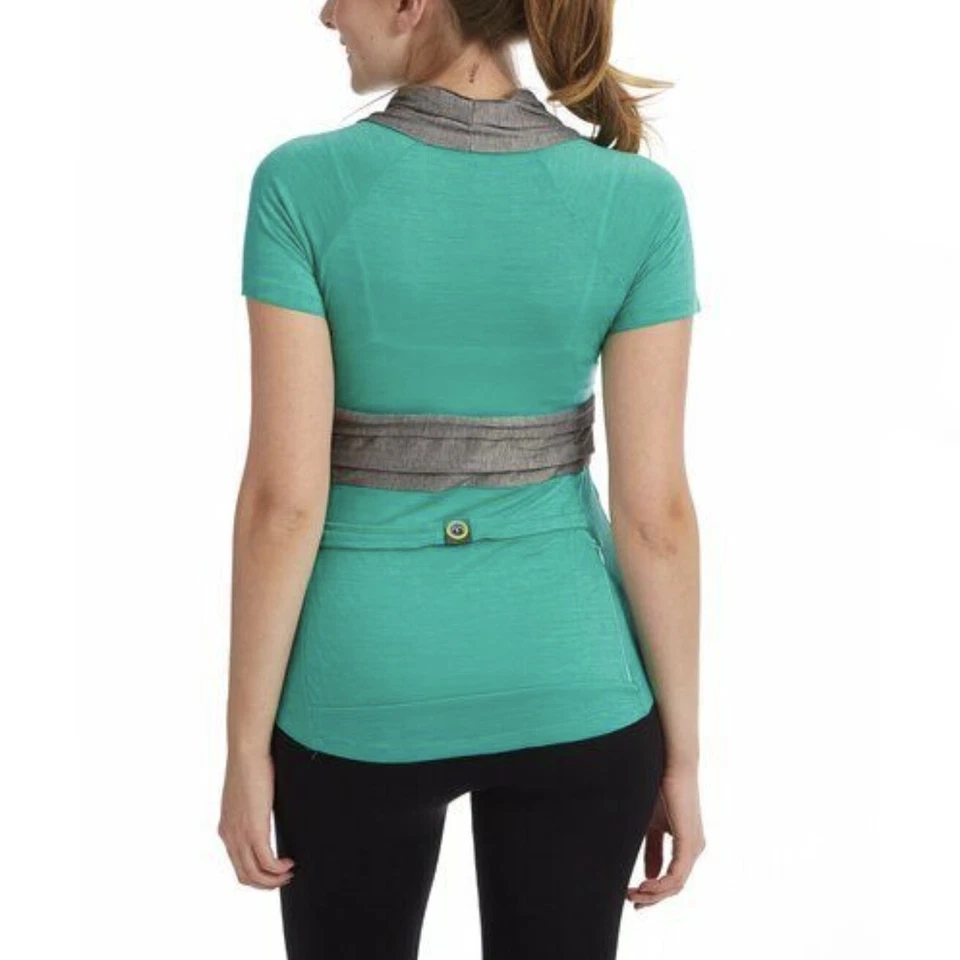 NUEVO CON ETIQUETAS MOXIE Ciclismo Plisado S Camiseta sin Mangas Sujetador Incorporado Verde Agua Ropa Activa Foto 3 de 4