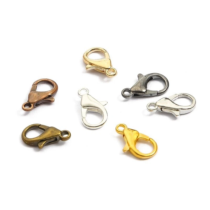 Silver/Gold/Bronze DIY Jewelry Findings Wholesale 100X Lobster Hooks Claw Clasps - Image 4 of 4