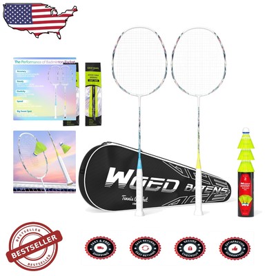 High-Performance Badminton Racket Set - 2 Pcs Carbon Fiber, Ideal for Beginners