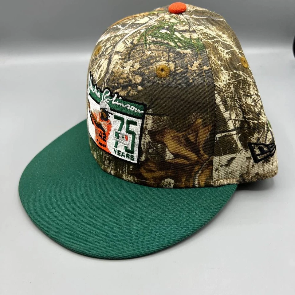 Gorra ajustada Jackie Robinson para hombre 7 1/2 Realtree verde 59Fifty New Era Foto 3 de 4