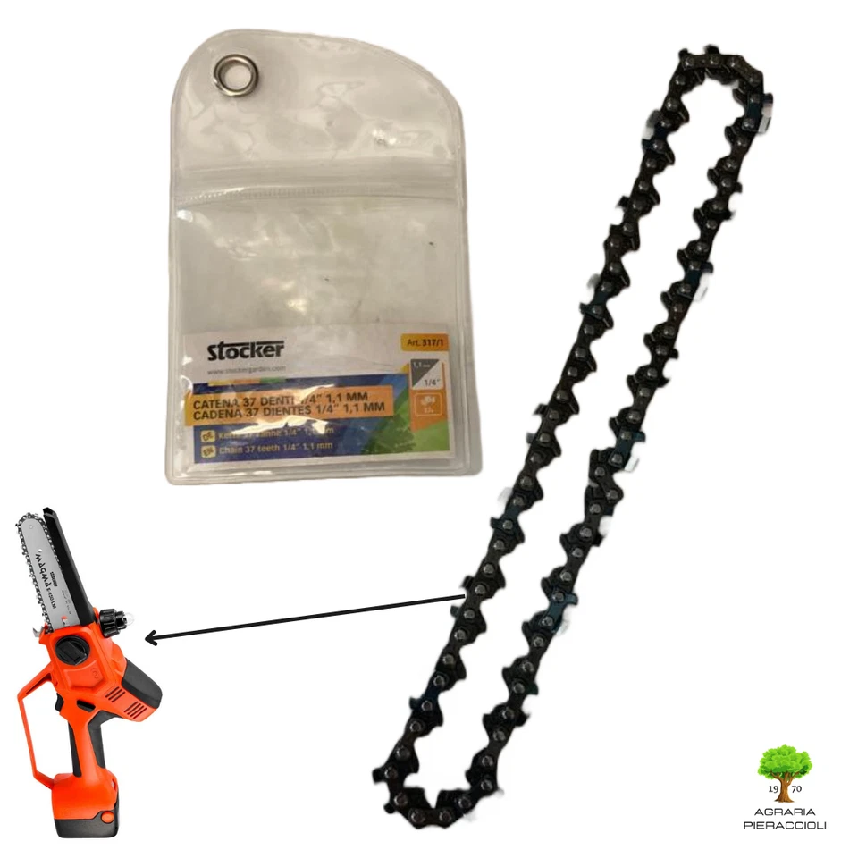 CATENA ORIGINALE STOCKER X MOTOSEGA POTATORE MAGMA E-150 LM 37 DENTI 1/4" 1,1mm