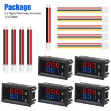 5X DC 100V 10A LED Digital Voltmeter Ammeter Dual Volt Amp Meter Voltage Gauge