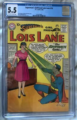 DC LOIS LANE #16 CGC 5.5 THE KRYPTONITE GIRL Superman's GF Graded Comic 1960