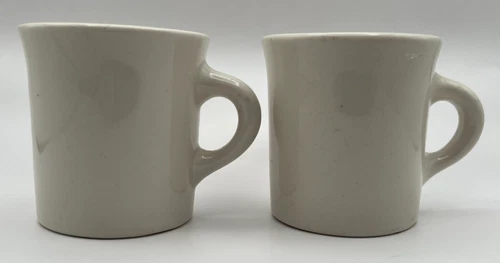 VTG Homer Laughlin White Restaurant Ware Coffee Mugs, Set of 2, Read