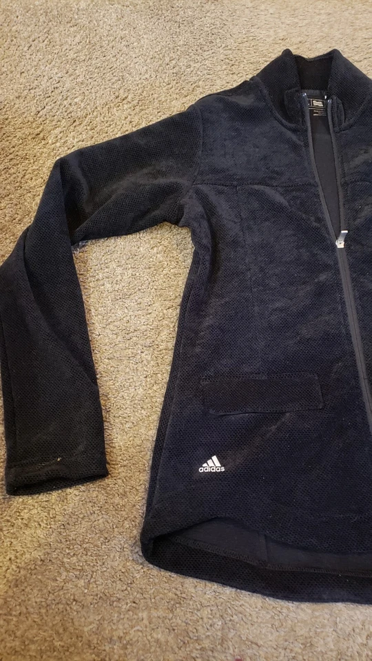 LOTE De Colección Usado en Excelente Condición Para Mujer Adidas Golf Negro Terciopelo Cremallera Chaqueta y Sudadera con Capucha Top S Foto 3 de 4