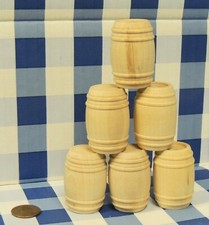 G SCALE set OF 6 Wooden Barrel UNFINISHED 1:24 G Scale TRAIN CARGO