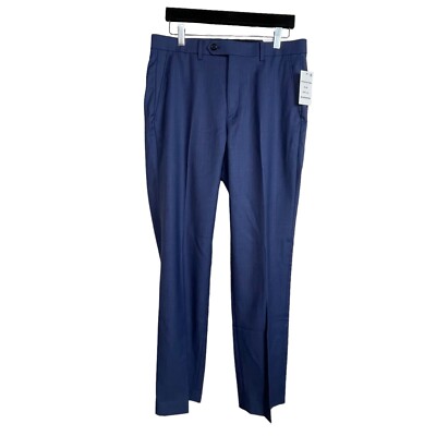 Lauren Ralph Lauren Edgewood Wool Blue Flat Front Trouser Ultra Flex Pants 32x32