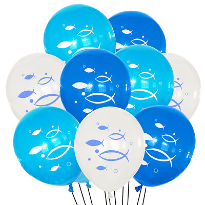 10 Fisch Luftballons Fischmotiv Ballons Taufe Kommunion Konfirmation Deko Junge