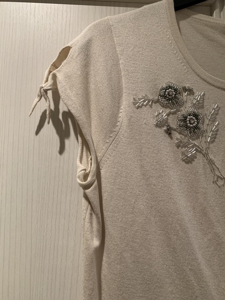 Banana Republic Silk Cashmere Beige Emroidered Cardigan Size Small eBay