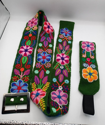 Set of Belt with Hand Embroidered Vincha Andean Community Ayacucho Andean Hand Embroidery – make your own belt – Fabrications main image 4