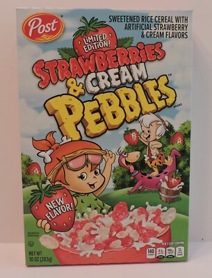 2025 FLINTSTONES STRAWBERRIES & CREAM PEBBLES LIMITED EDITION CEREAL BOX SEALED
