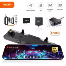 WOLFBOX G900 4K+2.5K Front and Rear Free 32GB Card Mirror Camera Dash Cam