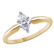 1/3ct Solitaire Engagement Ring Marquise Cut Cubic Zirconia 10K Yellow Gold